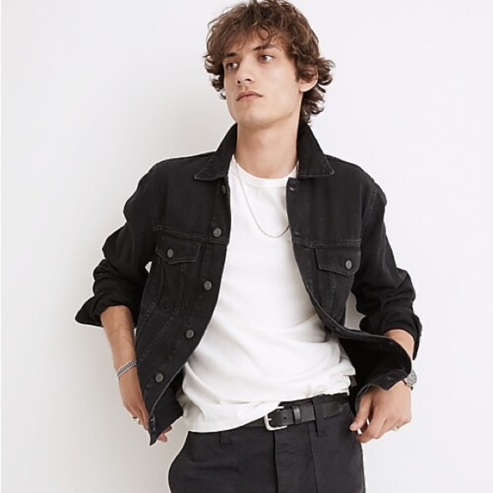 Madewell Mens Classic Jean Jacket in Black (M)